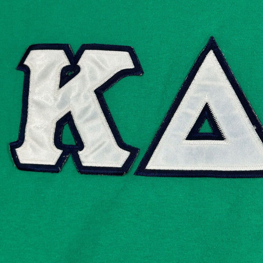 Hanes T-Shirt Mens M Green KΔ Applique Greek Letter Heavyweight 50/50 Crewneck - Picture 4 of 8